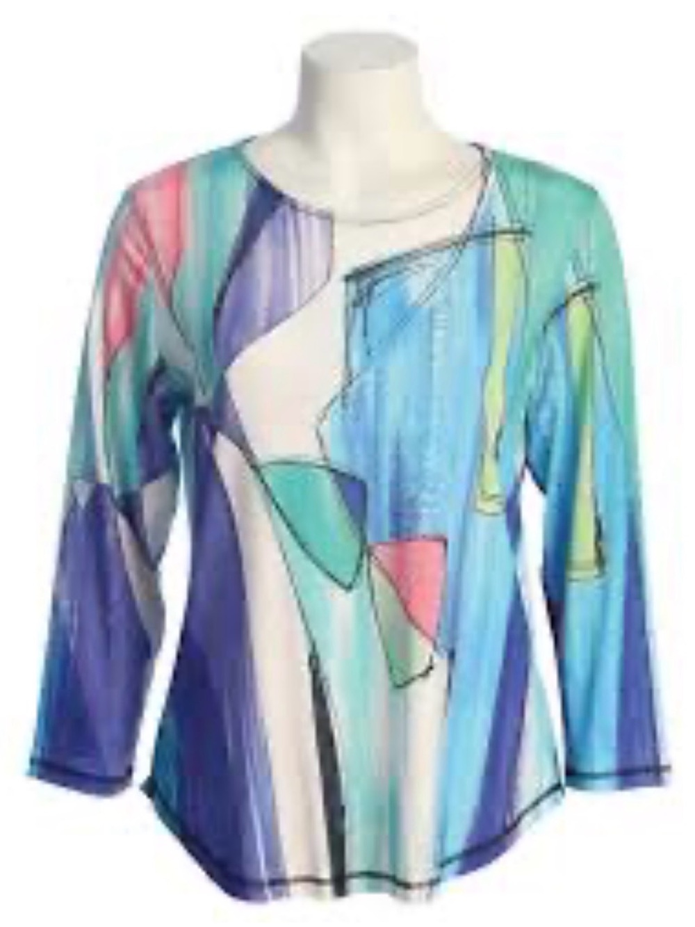 Women's Abstract Multi-Color Long-Sleeve Tee